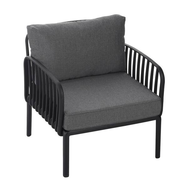 【ダークグレー】CRASH GATE MARCO LOUNGE CHAIR Tenleaf Modern Metal Outdoor Black Patio Club Deep Seating