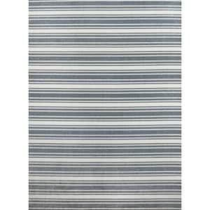 Cream/Dark Gray 5 ft. x 8 ft. Fawning 2-Tone Striped Classic Low-Pile Machine-Washable Area Rug