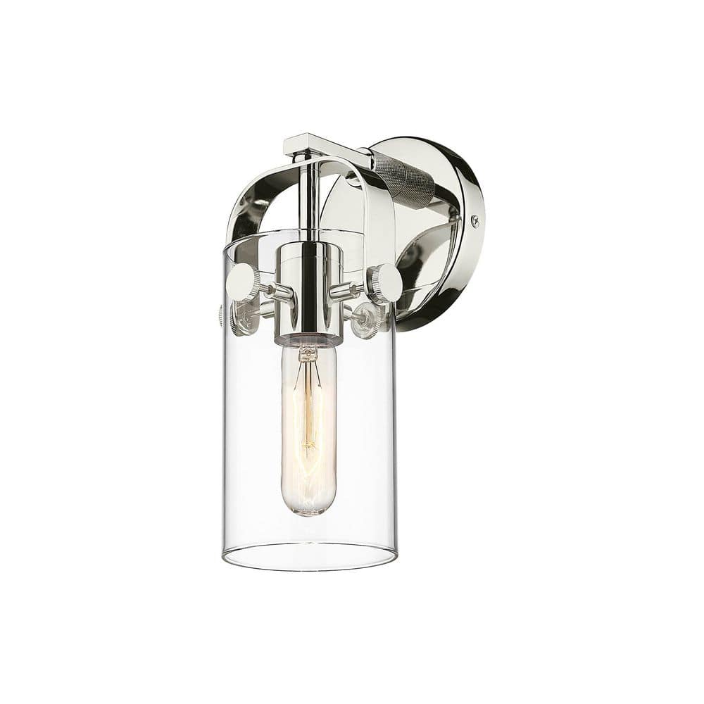 Pilaster II Cylinder 1-Light Polished Nickel Wall Sconce with Clear Glass Shade price history on PriceWatchPro
