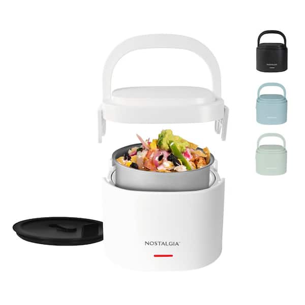 Nostalgia White 20 oz. Portable Heated Lunch Box NLB25FWD1 - The Home Depot