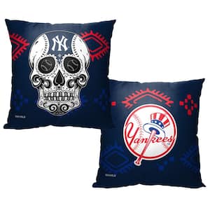 MLB Yankees Candy Skull Printed Polyester Throw Pillow 18 X 18
