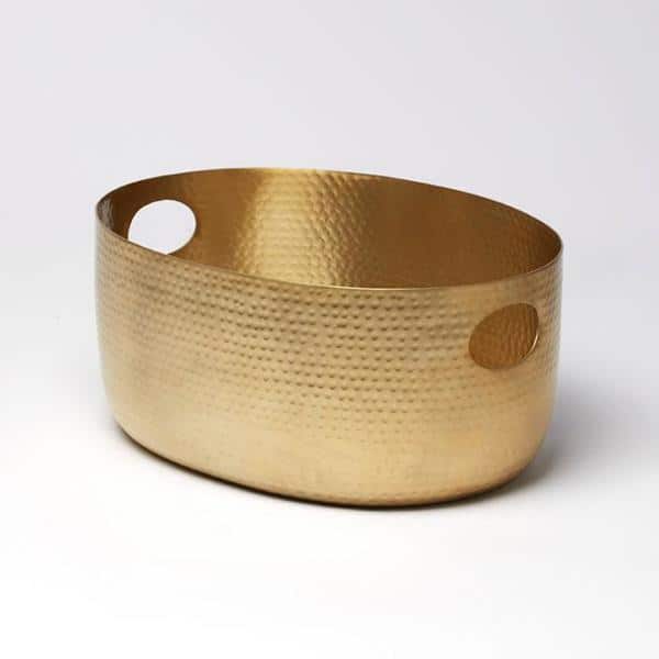Gold Hammered Aluminum Oval Beverage Tub with Handles
