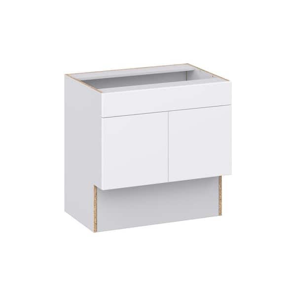 J COLLECTION Timberline 30 in. W x 21 in. D x 30 in. H Assembled Slab Accessible ADA Bath Sink Base Kitchen Cabinet in Bright White