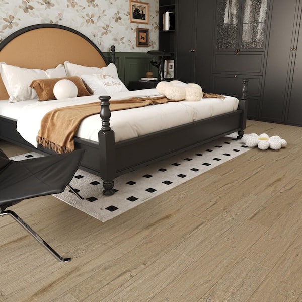 30PCS 12 MIL 6 in. x 36 in. x 1.8mm Light Brown Vinyl Peel and Stick Flooring Tile, Water Resistant (45 sq.ft.)