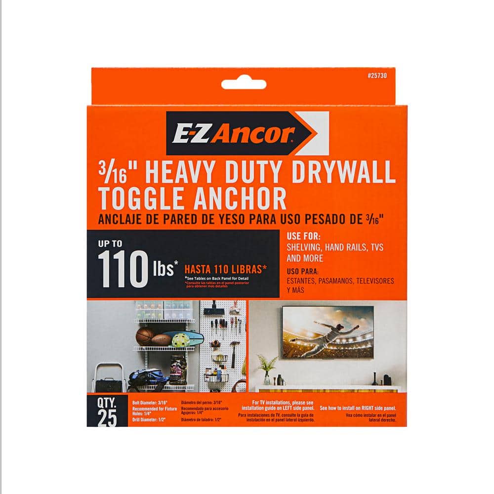 3/16 in. x 2-1/2 in. Heavy-Duty Phillips Drywall Screw Toggle Anchors (25-Pack) price history on PriceWatchPro