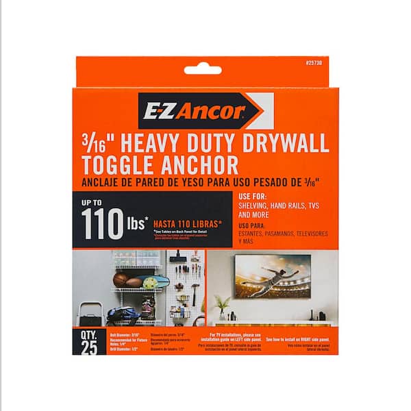 E-Z Ancor 3/16 in. x 2-1/2 in. Heavy-Duty Phillips Drywall Screw Toggle Anchors (25-Pack)