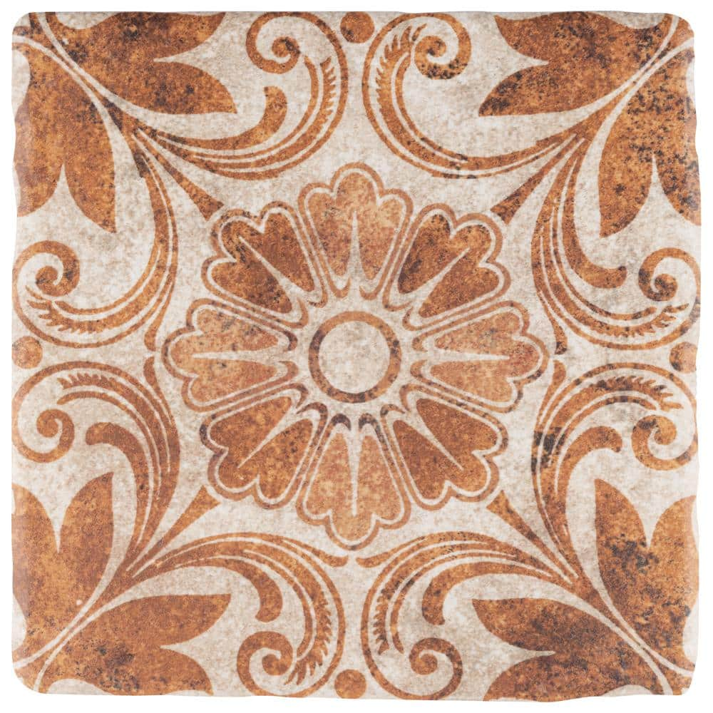 Merola Tile Costa Arena Decor Dahlia 7-3/4 In. X 7-3/4 In. Ceramic ...