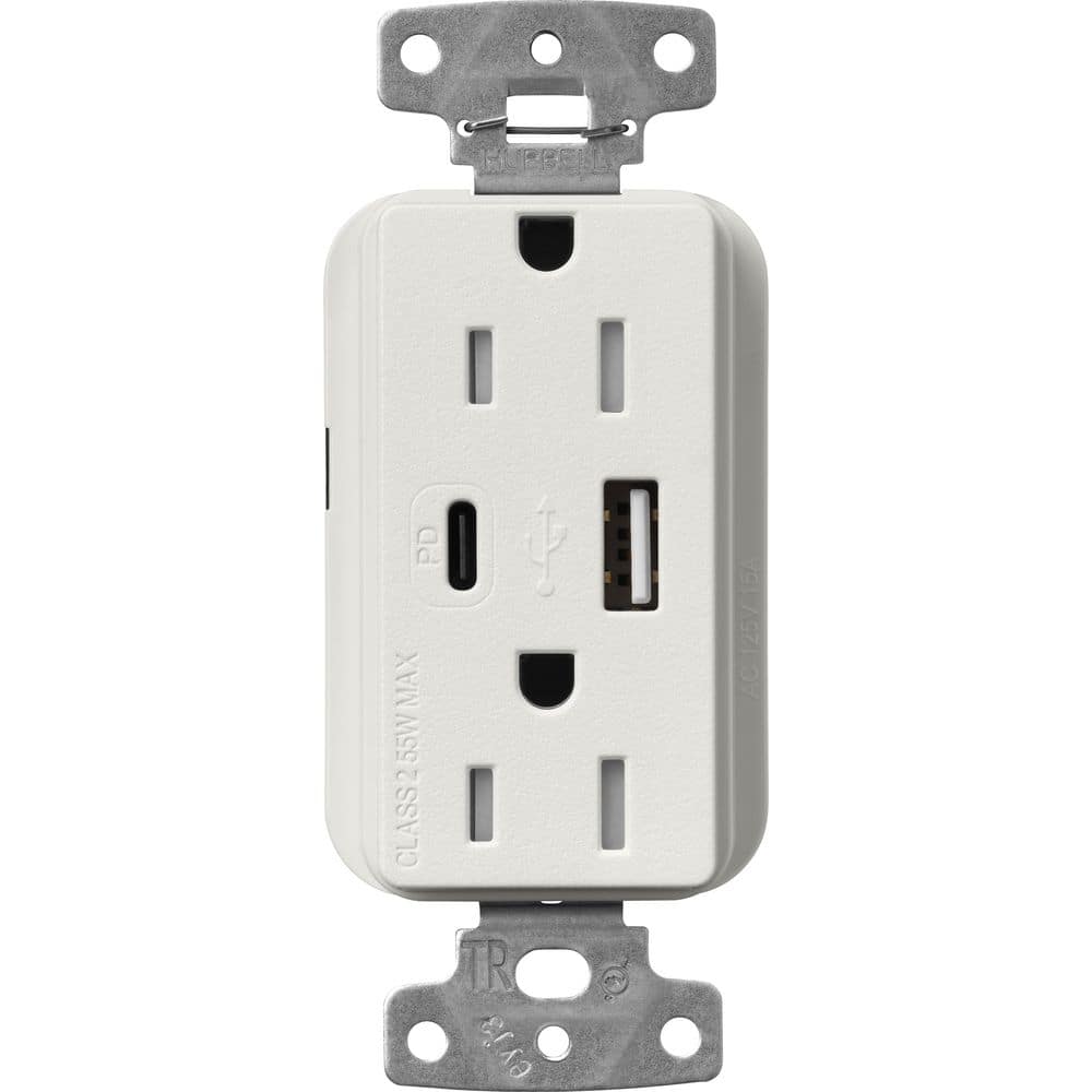 Claro 15 Amp Tamper Resistant USB Type A/C Duplex Receptacle, Decorator Style Outlet, Satin Finish, SCR-15-ACTR-LG, Gray price history on PriceWatchPro