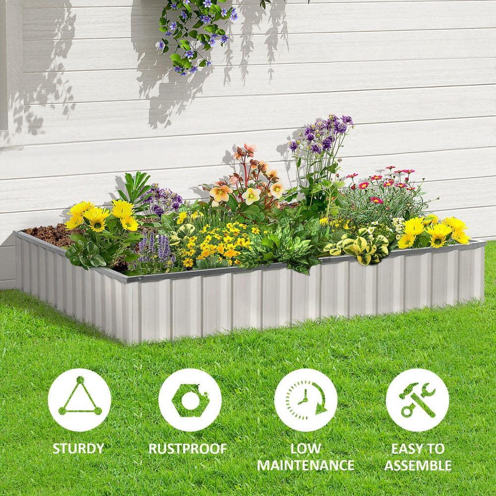 Elevate Galvanized White Metal Raised Garden Bed for Patio & Deck