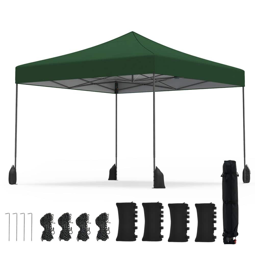 9.5 ft. x 9.5 ft. Polyester Pop-Up Canopy Tent with 4 Height Positions and Wheeled Bag, Green price history on PriceWatchPro
