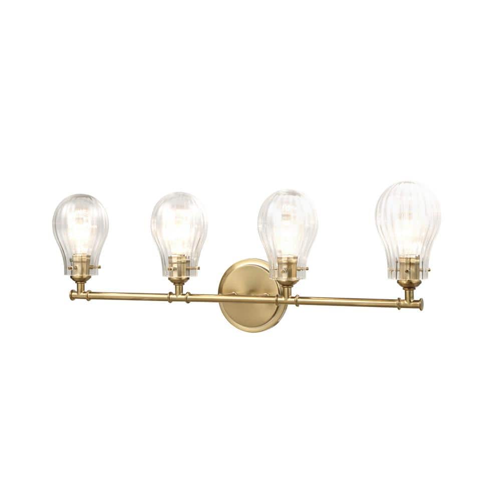 32-3/8 in. 4-Light Antique Brass Vanity Light with Clear Glass Shade price history on PriceWatchPro