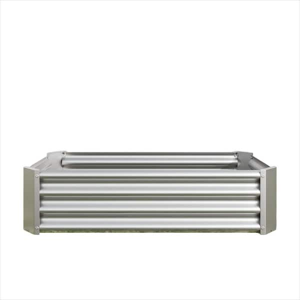 4 ft. x 2 ft. x 1 ft. Silver Metal Galvanized Rectangle Garden Bed