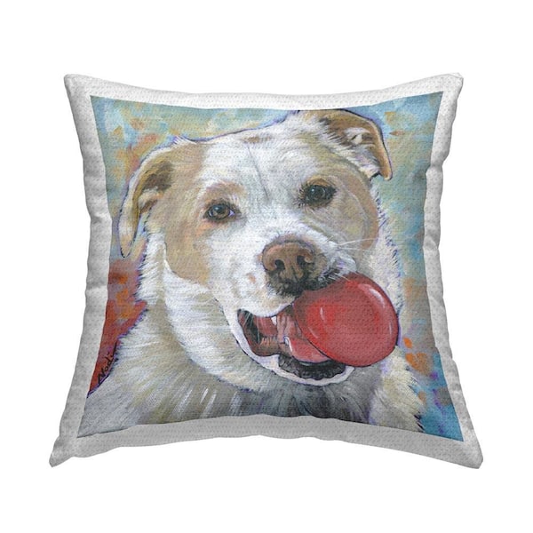 Stupell Industries Dog with Red Ball Outdoor Printed Throw Pillow by Nadi Spencer
