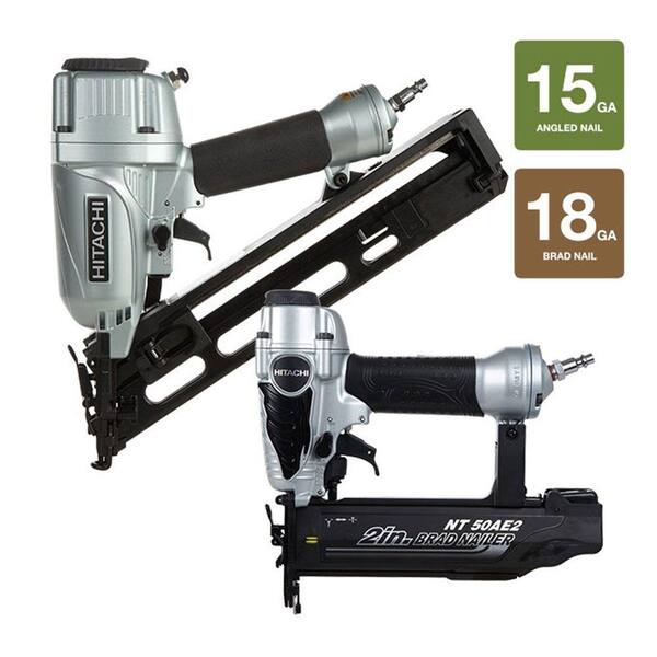Hitachi 2.5 in. Angled Finish Nailer and 2 in. Finish Brad Nailer with Accessories (2-Piece)