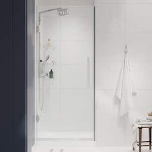 Tampa-Pro 32in. L x 32in. W x 75in. H Alcove Shower Kit w/Pivot Frameless Shower Door in Chrome w/Shelves and Shower Pan
