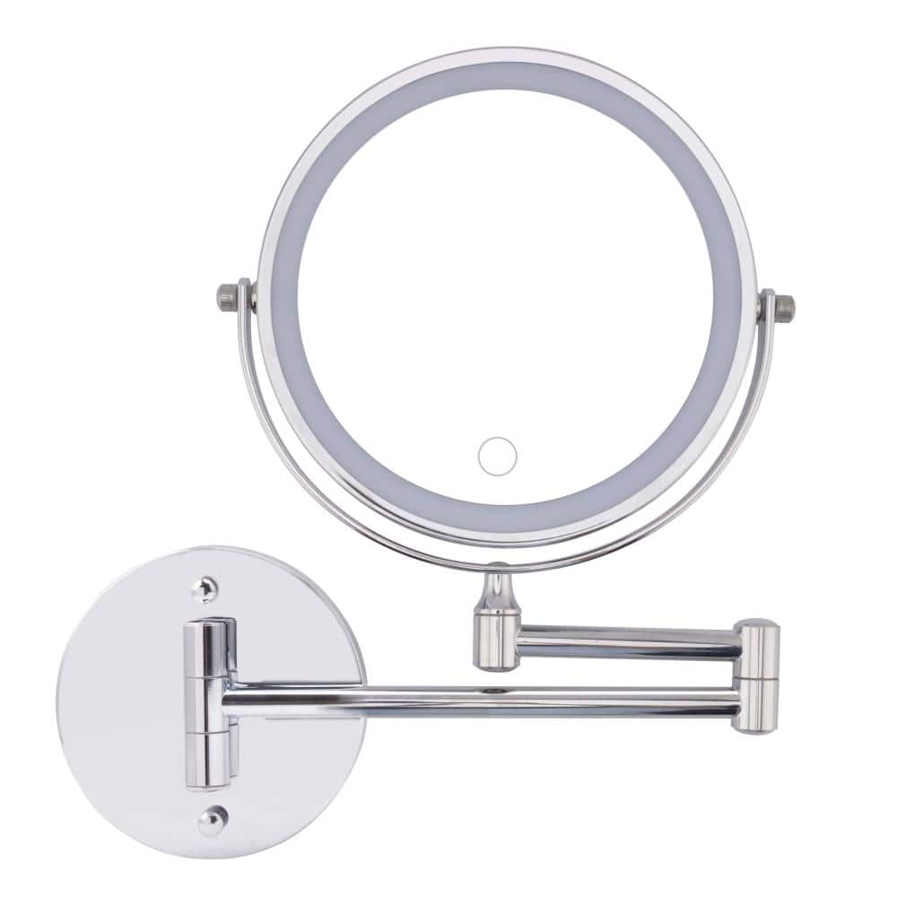 8 in. Rechargeable 1X/10 360 Rotation Double-Sided Wall Mounted Makeup Magnifying Mirror in Chrome with Lights price history on PriceWatchPro