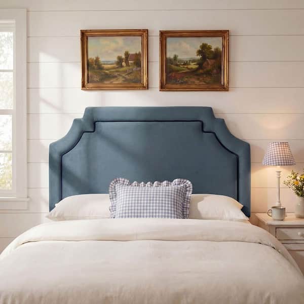 Magnolia King Size Stain-Resistant Performance Velvet Headboard in Cadet Blue Midnight