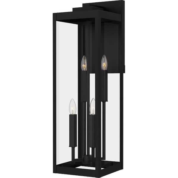 Quoizel Westover Earth Black Outdoor Hardwired Wall Lantern Sconce with No Bulbs Included