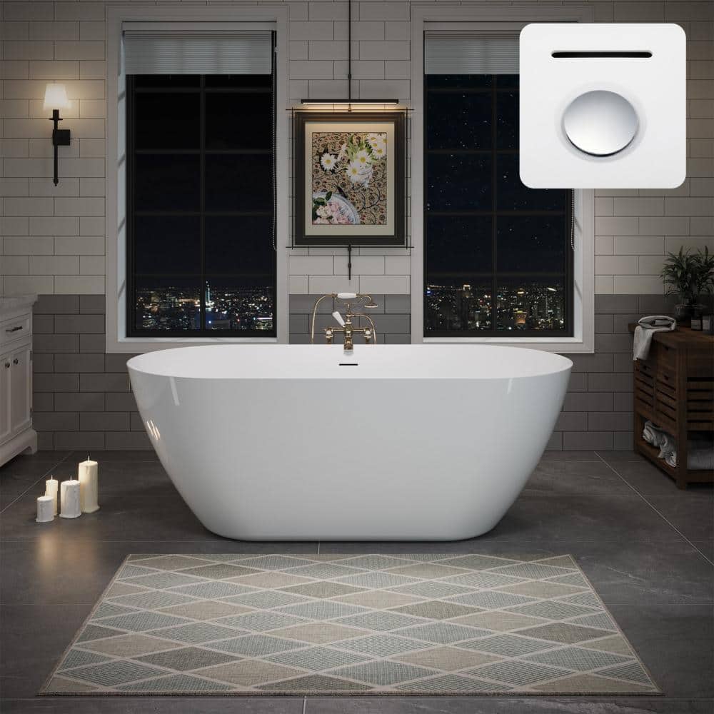 60 Inch Acrylic Freestanding Bathtub,Glossy White, Pop-Up Drain & Integrated Overflow, cUPC Certified price history on PriceWatchPro