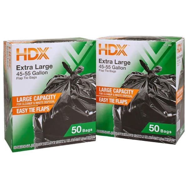 HDX 50 Gal. Black Extra Large Trash Bags (100-Count) HDX50GB100