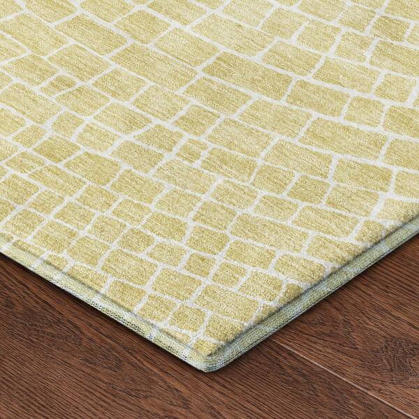 Mayfield Premium Machine Washable Abstract AMF2455 Wheat 9 ft. x 12 ft. Area Rug