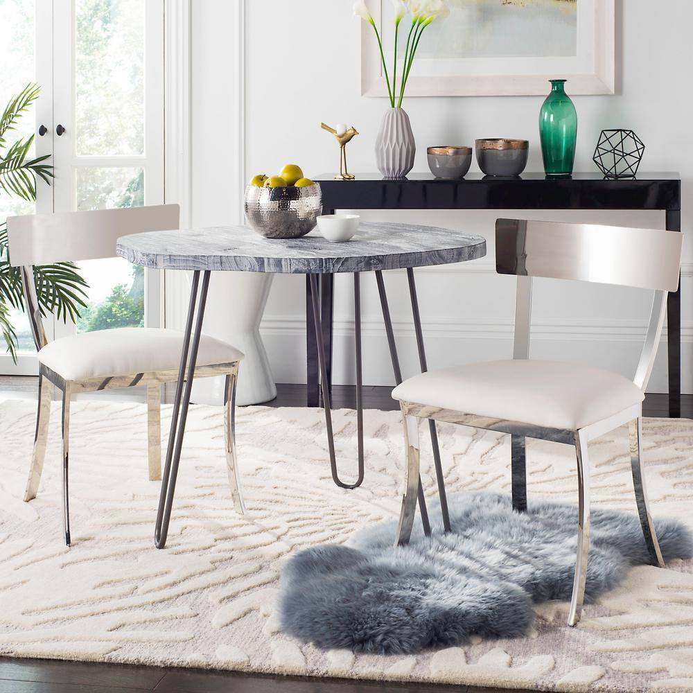 Abby 19'' White and Chrome Modern Side Chairs, Set of 2