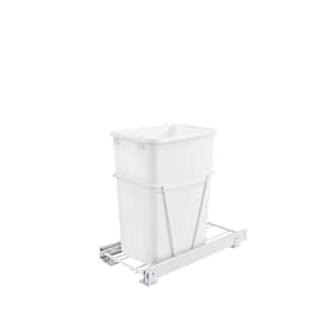 19 in. H x 10.625 in. W x 22 in. D Single 35 Qt. Pull-Out White Waste Container with Full-Extension Slides