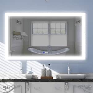 55 in. W x 32 in. H Rectangular Frameless LED Lighted Anti-Fog Wall Mounted Bathroom Vanity Mirror