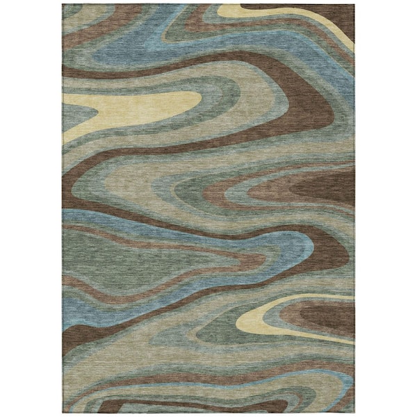 Chantille Machine Washable Indoor/Outdoor Abstract ACN2494 Basil 8 ft. x 10 ft. Area Rug