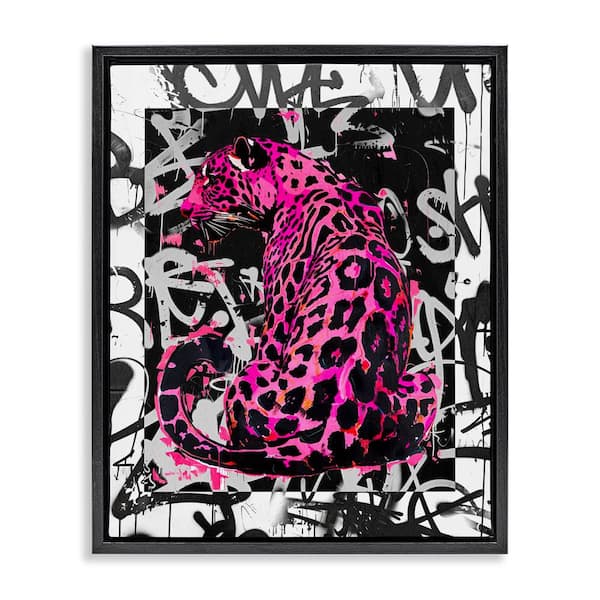 Stupell Industries Urban Graffiti Leopard by Svetlana Aleynikova Black Floater Frame Abstract Graphic Art Print 31 in. x 25 in.