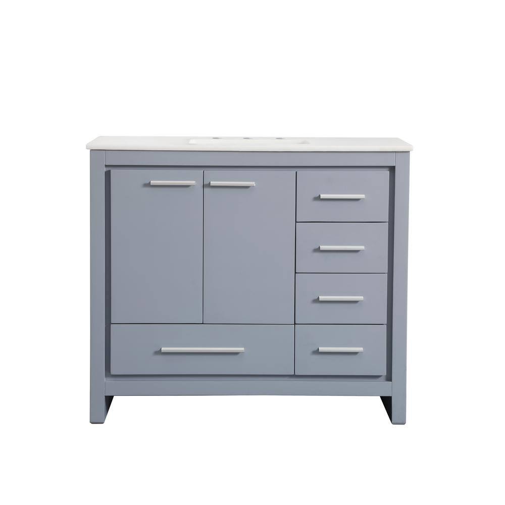 Timeless Home 21 in. W x 40 in. D x 35 in. H Single Bathroom Vanity in Grey with White Marble ...