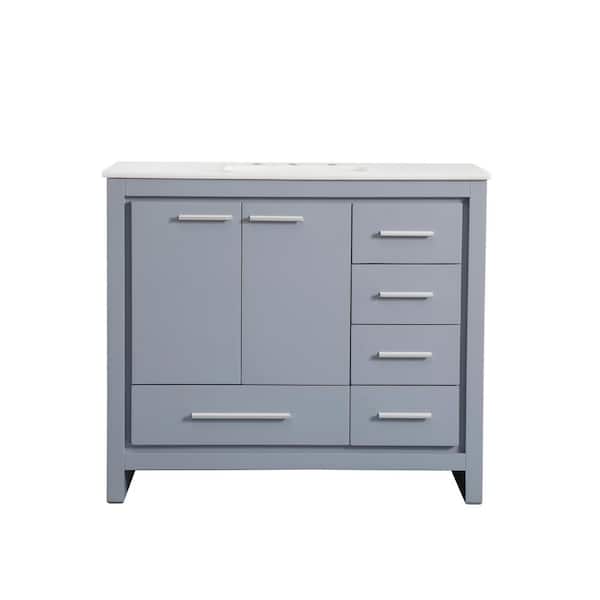 Unbranded Timeless Home 21 in. W x 40 in. D x 35 in. H Single Bathroom Vanity in Grey with White Marble Top and White Basin