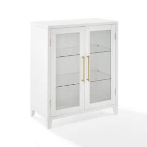 Roarke White Engineered Wood 30 in. Stackable Glass Door Pantry Cabinet