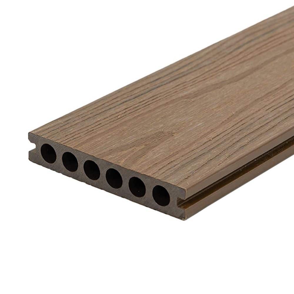 Outdoor Waterproof 1 in. x 5.4 in. x 8 ft. Brown Hollow Composite Decking Board (3-Pack) price history on PriceWatchPro