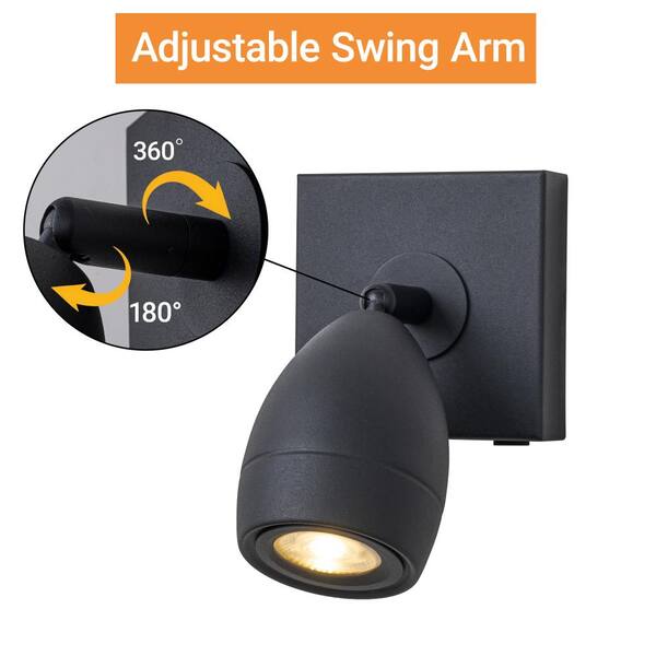 ALOA DECOR Modern Black Cordless Wall Sconce USB-C Rechargeable