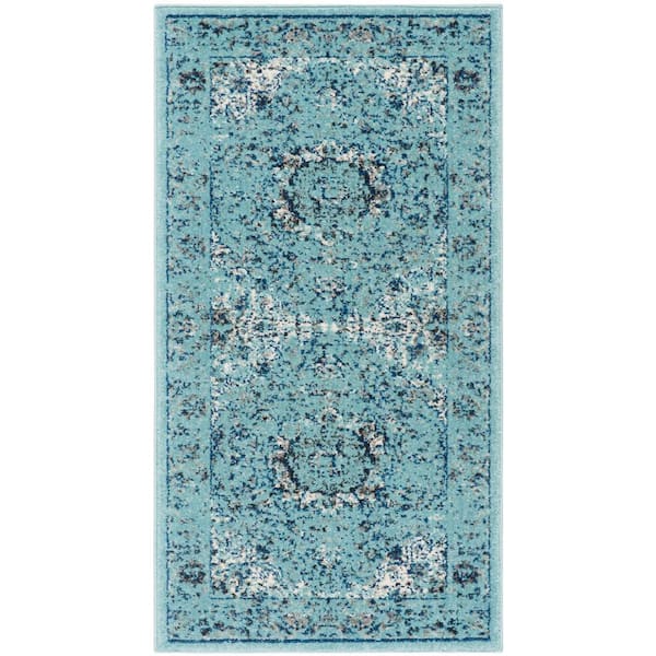 Evoke Doormat 2 ft. x 4 ft. Light Blue Border Area Rug