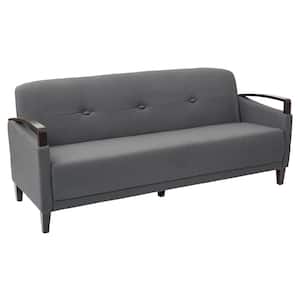 Main Street 75 in. Charcoal Polyester 3-Seater Tuxedo Sofa with Wood Accents