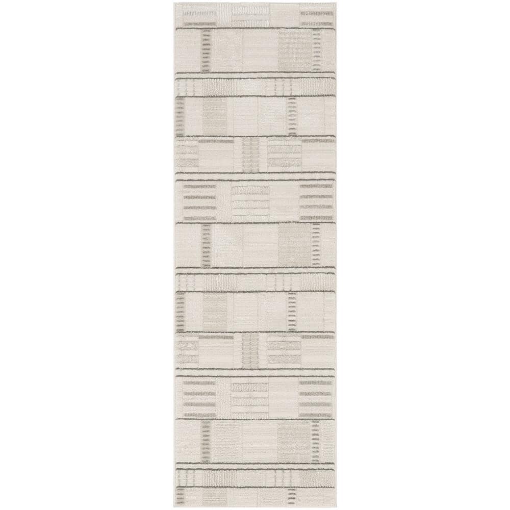 Nordic Ivory Grey 2 ft. x 6 ft. Geometric Contemporary Runner Area Rug price history on PriceWatchPro