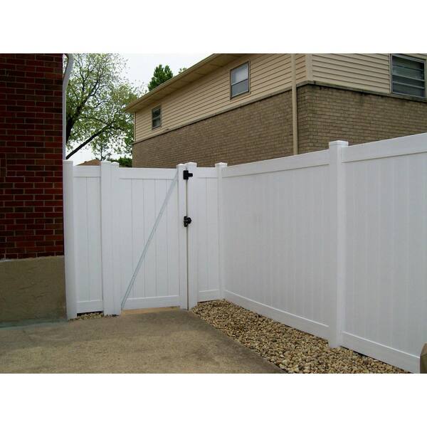Weatherables Savannah 3.7 ft. W x 4 ft. H White Vinyl Privacy Fence Gate Kit