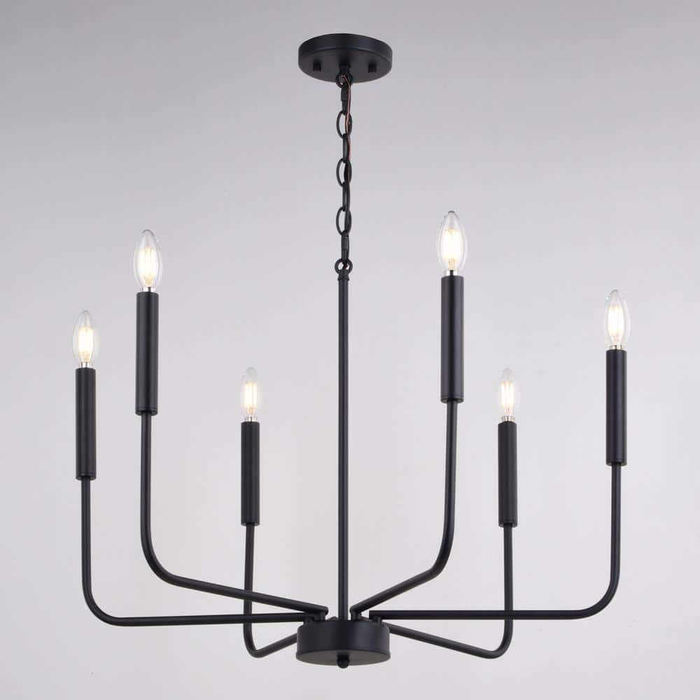 Belden 26" Black Metal 6-Light Candelabra Chandelier