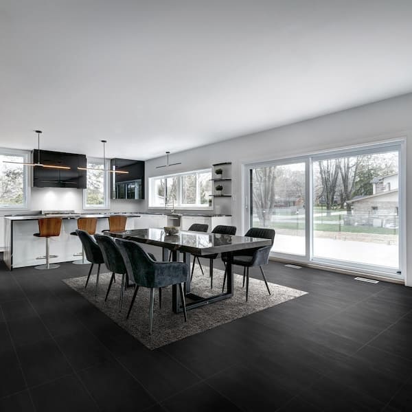 Ray Black 12 in. x 24 in. Porcelain Floor and Wall Tile (15.50 sq. ft./Case)