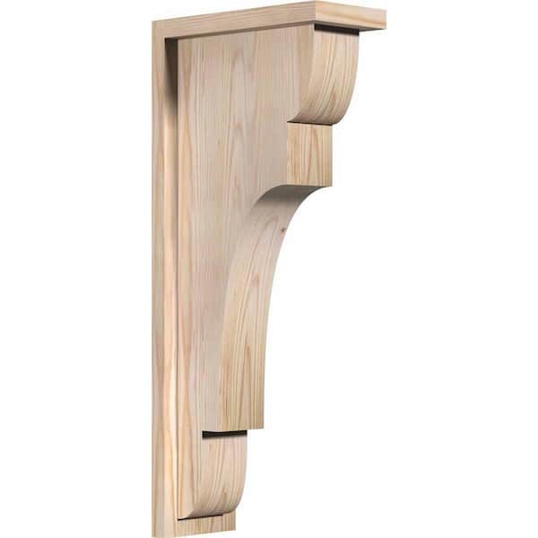 Ekena Millwork 5-1/2 in. x 12 in. x 28 in. Douglas Fir New Brighton Smooth Corbel with Backplate