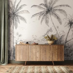 Grand Palm Lava Rock Removable Peel and Stick Vinyl Wall Mural, 108 in. x 156 in.