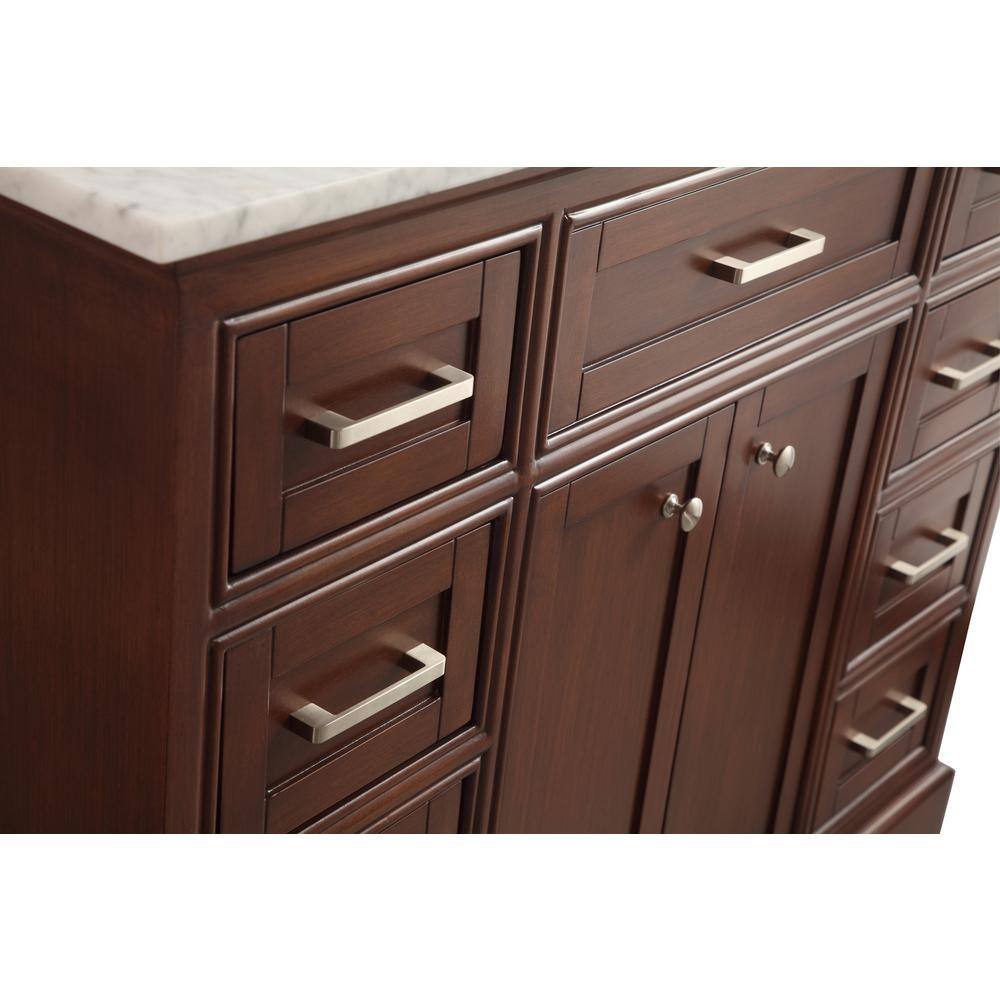 Elegant Teak 42" Single Vanity with Marble Top