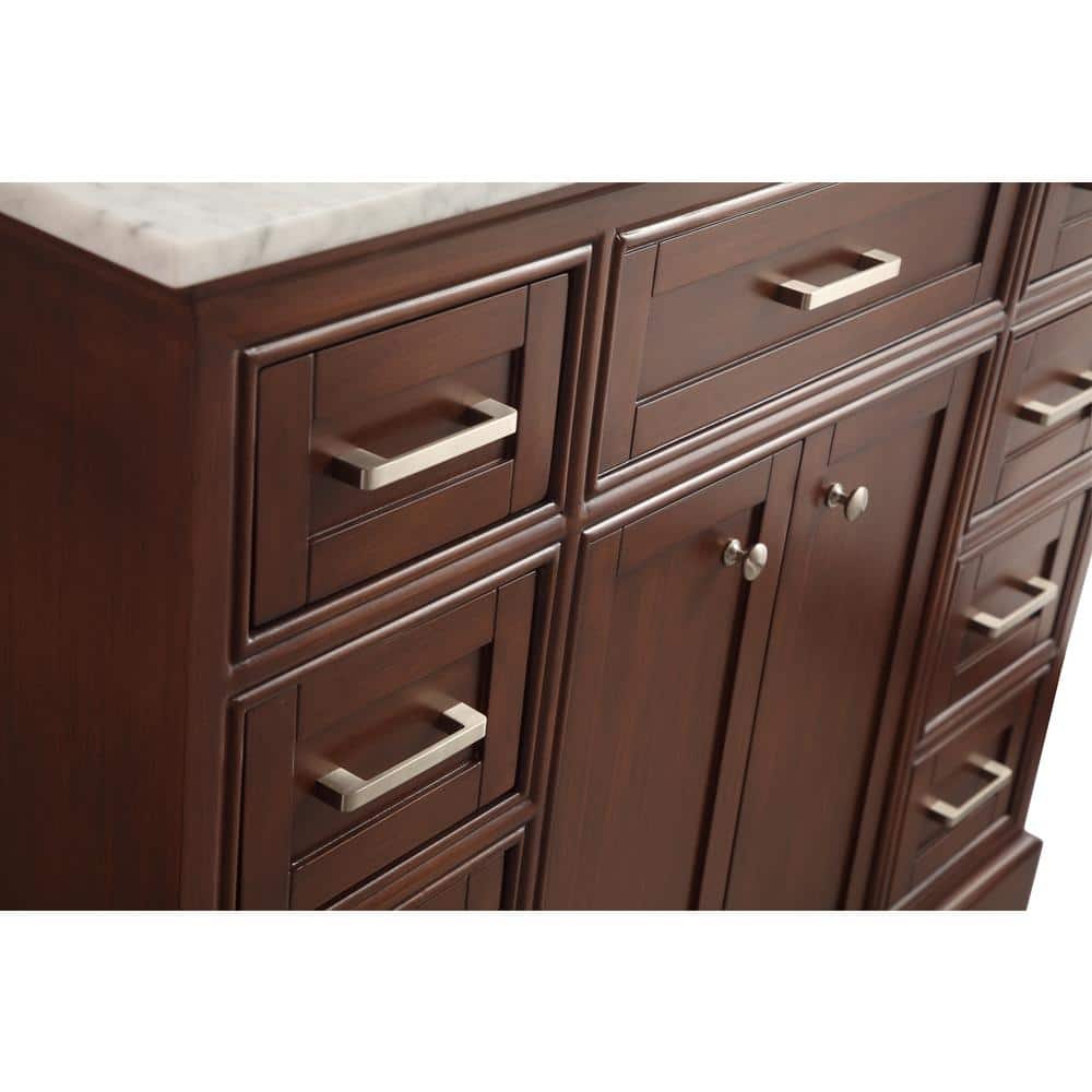 Elegant Teak 42" Single Vanity with Marble Top