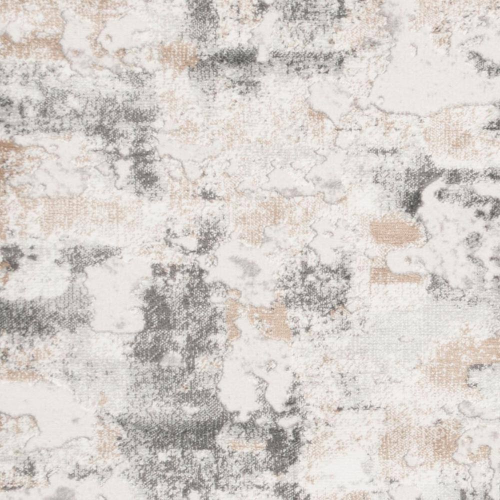 Gray and Beige Abstract Synthetic Runner Rug, 2' x 20'