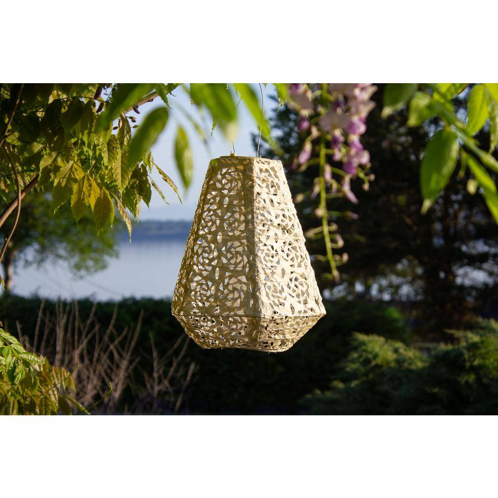 11'' Pearl Tyvek Solar Powered Outdoor Lantern