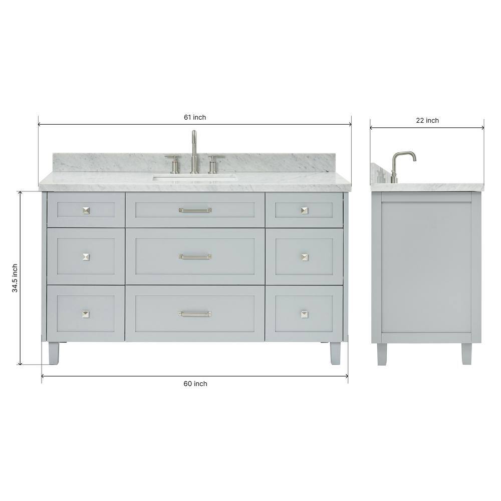 Gray Solid Wood Freestanding Bathroom Vanity with Marble Top