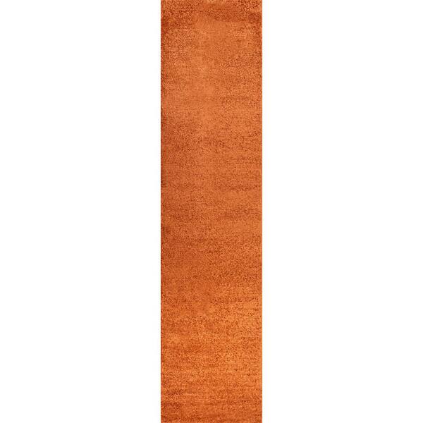 2 ft. x 14 ft. Orange Haze Solid Low-Pile Runner Rug