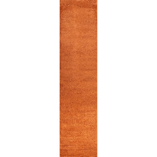 Haze Orange 2 ft. x 8 ft. Solid Low-Pile Area Rug